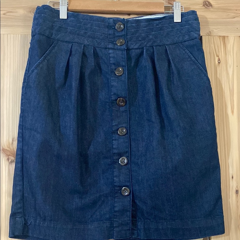 Denim Button-Front Skirt